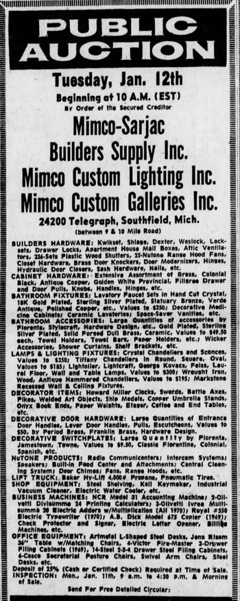 Mimcos Custom Gallery - 1971 Auction (newer photo)